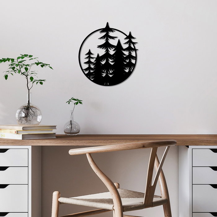 Wallity Trees - M Escultura de pared metálica negra